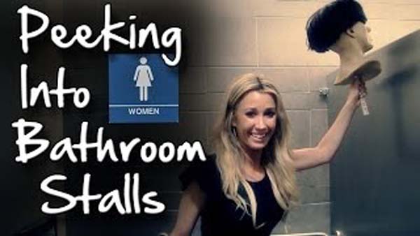 Peeking Into Bathroom Stalls Prank! (GIRL'S VERSION)